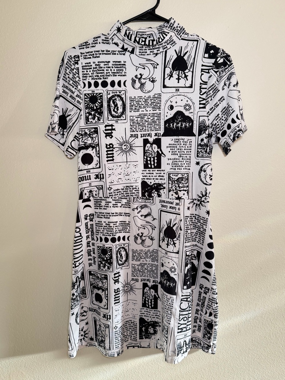 NWOT Tarot Card Whimsical Mock Neck Graphic Mini Skater Dress Gothic Fairy